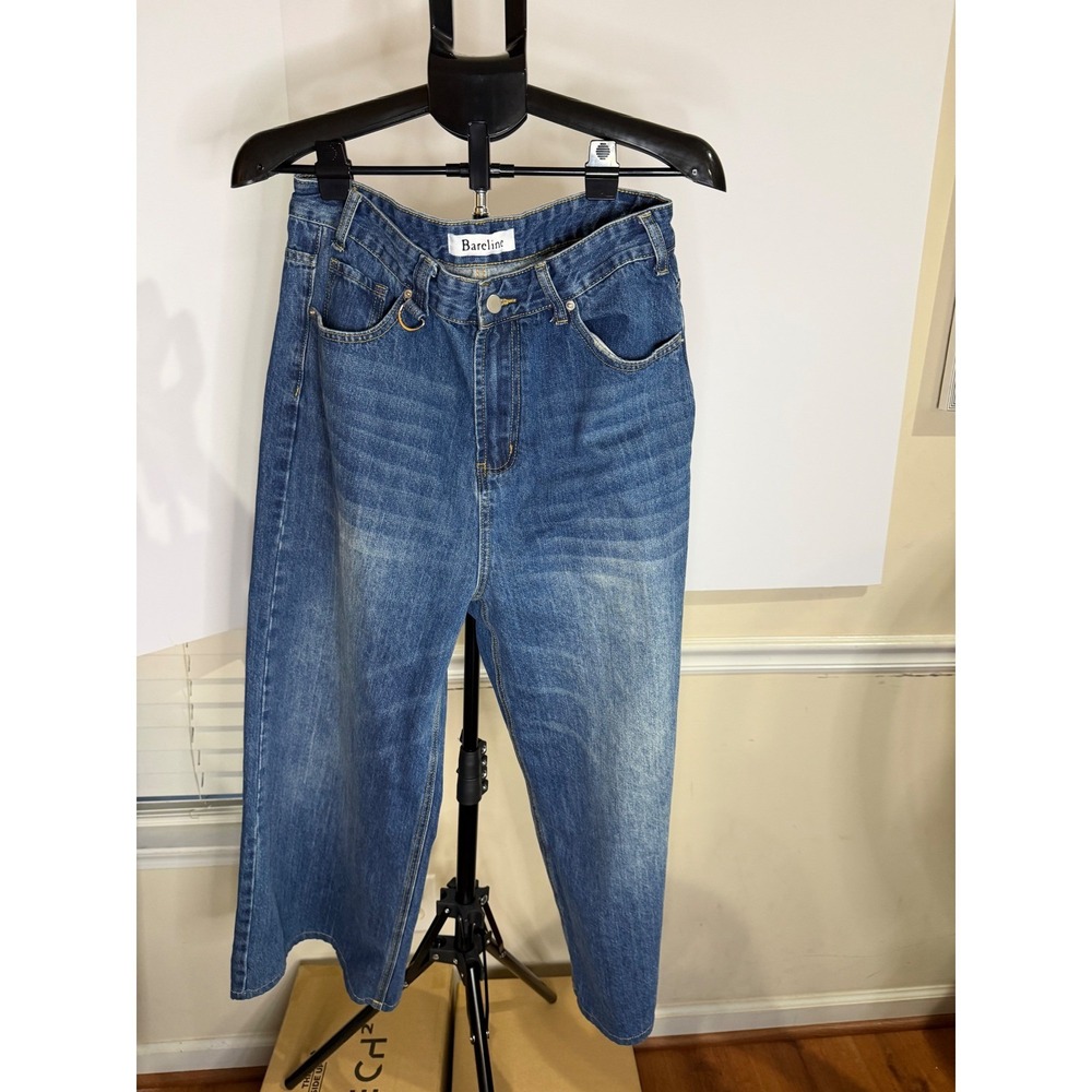 Bareline Wide Leg Jeans Medium Wash High Waisted Denim XL N1280